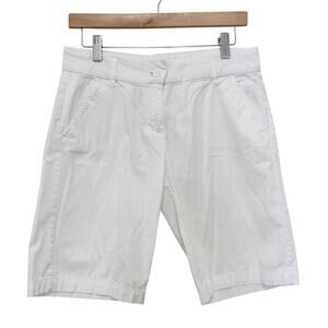 Per Se White Bermuda Flat Front Shorts Sz 4